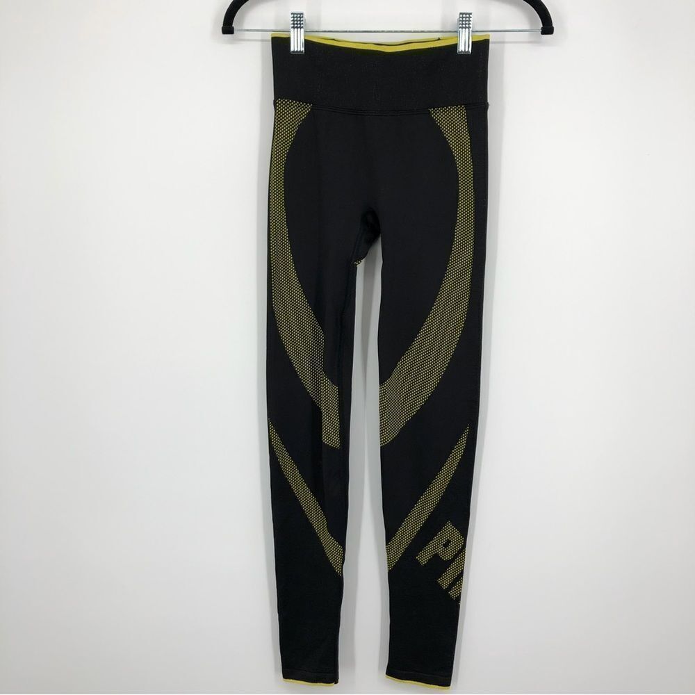 PINK Victoria’s Secret High Waist Full Length Tight black Yellow Spellout XS